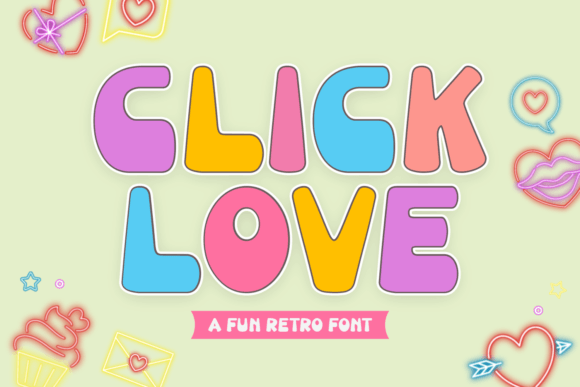 Click Love: A Playful Retro Display Font for Vibrant Branding